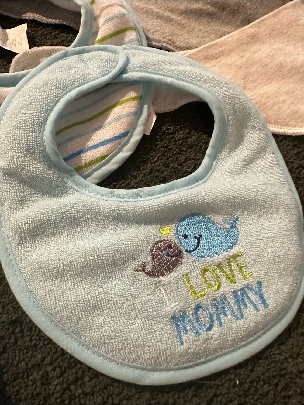 Baby Bandana Bib Set - Blue, Gray, Cream Boy Teething